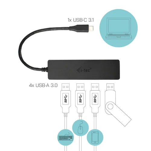 D I-TEC USB-C SLIM 4-PORT HUB