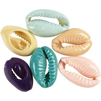 Creativ Company Perlen Muscheln, 20 mm, bunt, 6 Stk. - Packungsgrösse: 6 Stück - Durchmesser: 20 mm - Detailfarbe: Hellblau - Orange - Gelb - Türkis - Violett - Rosa - Perlenart: Muschelperlen