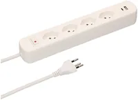 Max Hauri Steckdosenleiste Basic-Line 4x T13, USB A+C, Schalter, Ws - Einsatzgebiet: Indoor - Detailfarbe: Weiss - Kinderschutz: Nein - Steckertyp Ausgang: T13 - Schalter: 1 Schalter - Steckdosenanzahl: 4