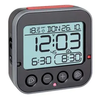 TFA Dostmann Funkwecker Bingo 2.0 Schwarz - Funktionen: Snooze-Funktion - Alarm - Weckfunktion - Ausstattung: Wochentag - Zeit - Innentemperatur - Hintergrundbeleuchtung - Datum - Displaytyp: LCD - Detailfarbe: Schwarz - Funksignal: Ja - Betriebsart: Batt