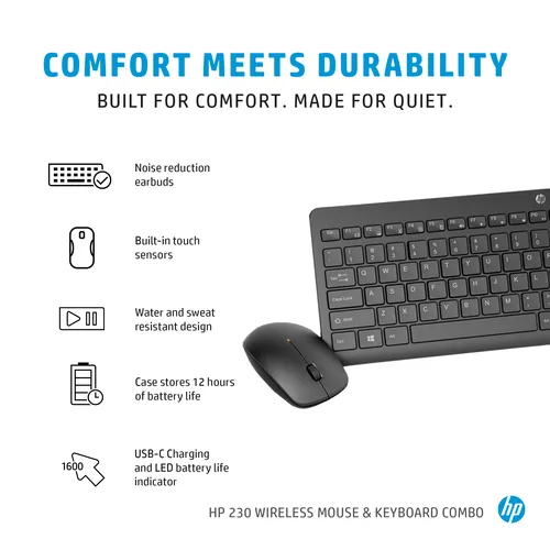 HP 230 Wireless Mouse and Keyboard Combo White clavier Souris incluse RF sans fil Blanc