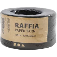 Creativ Company Geschenkband Raffiabast 8 mm x 100 m, Schwarz - Breite: 8 mm - Länge: 100 m - Verpackungseinheit: 1 Stück - Detailfarbe: Schwarz - Band-Art: Geschenkband