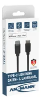 Ansmann USB 2.0-Kabel für iPhone, iPad, USB-C - Lightning 1.2 m - Kabeltyp: Daten- und Ladekabel - Detailfarbe: Schwarz - USB Standard: 2.0 (480 Mbps) - USB Anschluss 2 (Endgerät): Lightning - USB Anschluss 1 (Quelle): USB-C - Besondere Eigenschaften: Kei