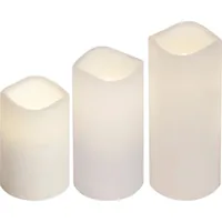 Star Trading LED-Kerzen Set Pillar Paul 3er Pack, Weiss - Betriebsart: Batteriebetrieb - Fernbedienung: Nein - Aussenanwendung: Ja - Höhe: 18 cm - Timerfunktion: Ja - Set: Ja