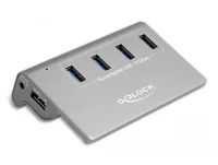 Delock USB-Hub 64181 USB 3.1 - 4x USB-A / 1x Ladeanschluss - Stromversorgung: Netzteil - Anzahl Ports: 4 - Detailfarbe: Grau - USB Standard: 3.1 Gen 2 (10 Gbps) - USB Anschluss 2 (Endgerät): USB A - USB Anschluss 1 (Quelle): USB A