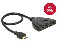 Delock HDMI UHD Switch 3 x HDMI in > 1 x HDMI out 4K mit integriertem Kabel 50 c
