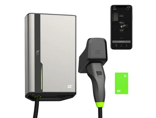 Green Cell GC EVGC021B2250 - Wallbox, 3,6 - 22 KW, 5 m, NFC Grey Aluminium Wall Built-in display LED