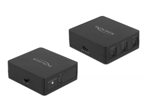 Delock Umschalter Toslink Splitter 1 In 3 Out Toslink - Anzahl Eingänge: 1 × - Anzahl Ausgänge: 3 × - Anschluss Seite A: Toslink - Anschluss Seite B: Toslink