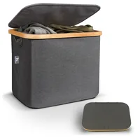 Hennez Wäschekorb  Adrian 40 l, Anthrazit/Nature - Detailfarbe: Anthrazit - Nature - Volumen: 40 l - Material: Filz - Holz