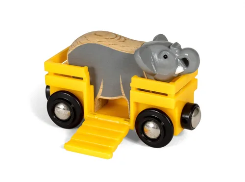 BRIO Eisenbahn Tierwaggon Elefant - Kategorie: Fahrzeuge & Anhänger - Eisenbahnwagen & Lokomotiven - Altersempfehlung ab: 3 Jahren - Material: Metall - Kunststoff - Holz - Eigenschaften: Keine Eigenschaft - Zertifikate: FSC