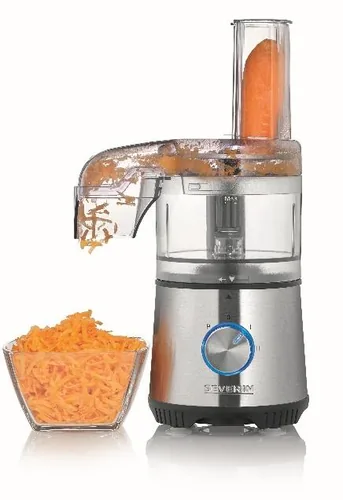 Severin Multi-Hacker KM3865 0.5 l - Detailfarbe: Silber - Gerätetyp: Gemüseschneidemaschine - Zerkleinerer - Volumen: 0.5 l - Ausstattung: 2 Geschwindigkeiten - Aufsätze - Betriebsanzeigeleuchte - Edelstahlmesser - Gemüseschneideraufsatz - Reibscheibe