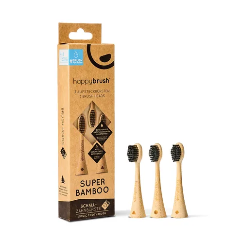happybrush Zahnbürstenkopf Bambus V3 3 Stück - Zahnbürsten-Art: Schallzahnbürste - Verpackungseinheit: 3 Stück