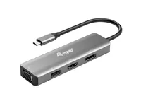 Equip Adapter USB-C->HDMIDPVGAUSB2.0 4K 60Hz 0.15m Alu.