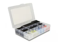 Delock Schrumpfschlauch 308-teilig Sortimentsbox, Mehrfarbig - Detailfarbe: Blau - Gelb - Rot - Transparent - Durchmesser: 2 mm - 4 mm - 6 mm - 8 mm - 13 mm - 18 mm - Länge: 0.05 m - 0.08 m - Material: Polyolefin