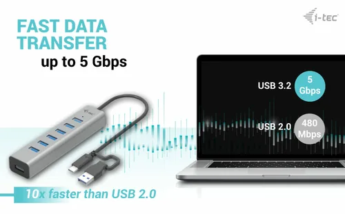 I-TEC USB-C -  Charging -  Metal -  HUB -  7 Port -  without power adapter