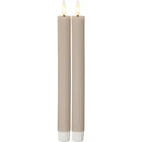 Star Trading LED-Stabkerzen Set Flamme Stripe, 25 cm, Beige, 2 Stück - Betriebsart: Batteriebetrieb - Fernbedienung: Nein - Aussenanwendung: Nein - Höhe: 25 cm - Timerfunktion: Ja - Set: Ja