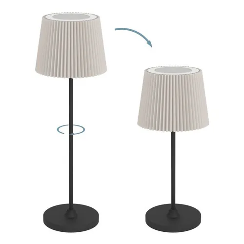 EGLO Leuchten Tischleuchte Leonero Akku H:370 LED-CCT Touch Schwarz - Betriebsart: Akkubetrieb - USB - Lampensockel: LED - Smart Home: Nicht kompatibel - Zusätzliche Ausstattung: Berührungssensor - Dimmer - Tragbar - Variable Farbtemperatur - Anwendungsbe