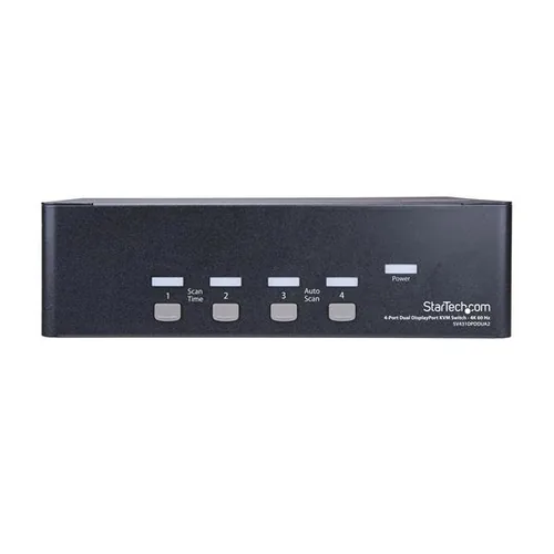 STARTECH.COM 4 Port Dual DisplayPort KVM Switch - DisplayPort 1.2 KVM - 4K 60Hz - DisplayPort Switch - USB KVM Switch