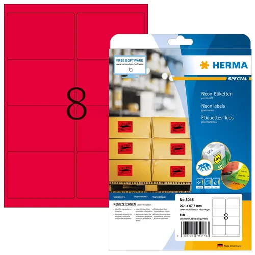 HERMA 5046 etichetta per stampante Rosso Etichetta per stampante autoadesiva