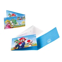 Amscan Einladungskarte Super Mario 8 Stück - Motiv: Geburtstag - Papierformat: 14 x 8 cm - Verpackungseinheit: 1 Stück - Inkl. Couvert: Ja - Anlass: Geburtstag