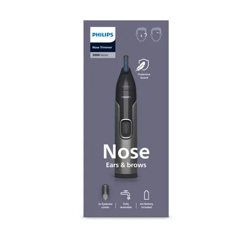 Philips 3000 series Nose Trimmer Series 3000 NT3650/16 Washable nose, ear and eyebrow trimmer with 2 combs