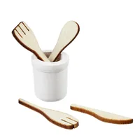 HobbyFun Mini-Utensilien Küchen-Set - Detailfarbe: Nature - Material: Holz - Verpackungseinheit: 1 Stück - Motiv: Küche - Anlass: Basteln