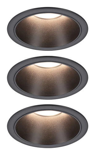 Paulmann Einbauleuchte LED Cole Coin 3er-Set Schwarz - Leuchten Kategorie: Einbauleuchte - Betriebsart: Netzbetrieb - Lampensockel: LED fest verbaut - Farbtemperatur Kelvin: 2700 K - Gesamtleistung: 18 W - Farbwiedergabeindex CRI: 80