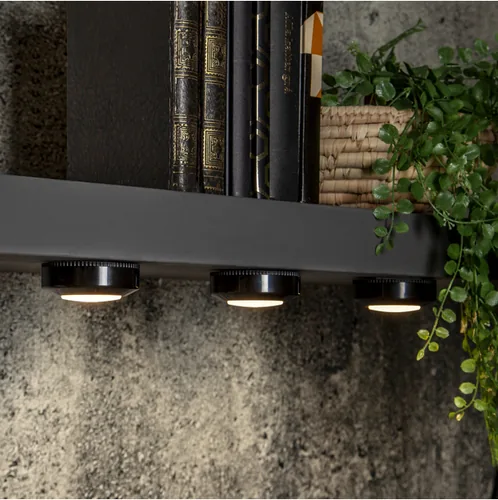 Star Trading Unterbauleuchte LED Nachtlicht, Ø 6.9 cm, Schwarz - Betriebsart: Batteriebetrieb - Gesamtleistung: 0.55 W - Dimmbar: nicht dimmbar - Lichtfarbe: Warmweiss (WW) - Zusätzliche Ausstattung: Ein/Aus-Schalter - Farbtemperatur Kelvin: 3000 K
