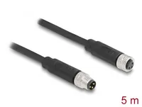 DeLOCK M8 3 pin Cable A-coded male to female PUR (TPU) 5 m