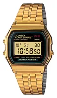 Casio A159WGEA-1DF Vintage Unisex-Digitaluhr mit Edelstahlband, gold/schwarz