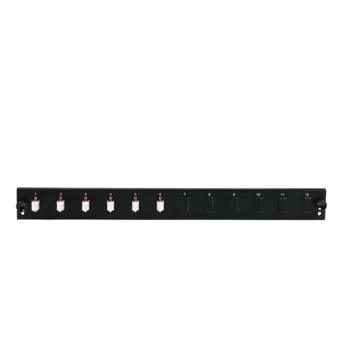 EFB Bestckte 12 Port Frontblende mit 6 x LC Duplex Kupplung OS2 vertikal, schwarz