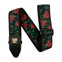 Ernie Ball Gitarrengurt Jacquard Spanish Rose - Detailfarbe: Grün - Rot - Schwarz - Material: Polypropylen (PP)