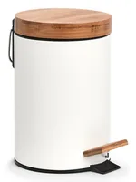Zeller Present Treteimer Bamboo 3 Liter, Weiss / Braun - Fassungsvermögen: 3 l - Anzahl Behälter: 1 - Detailfarbe: Weiss - Braun - Form: Rund - Material: Holz - Metall - Kunststoff