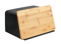 WENKO Kubo bread box Rectangular Black, Wood Bamboo, Plastic