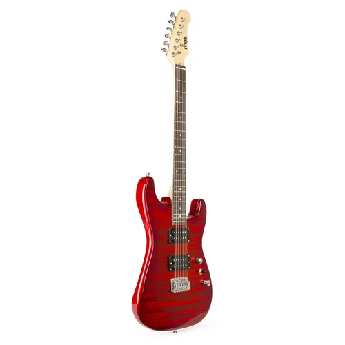 MAX E-Gitarre GigKit Quilted Style Rot - Gitarrenkoffer / Gigbag: Gigbag - Hals: Linde - Tonabnehmerbestückung: HH - Gitarrensteg: Tremolo - Leistung AMP: 0 W - Set: Ja