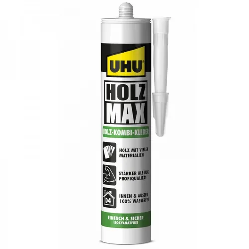 UHU Holzleim HOLZMAX 380 ml - Eigenschaft: Flüssig - Geeignete Oberflächen: Diverse - Packungsgrösse: 380 ml - Art: Montagekleber - Detailfarbe: Keine Angabe