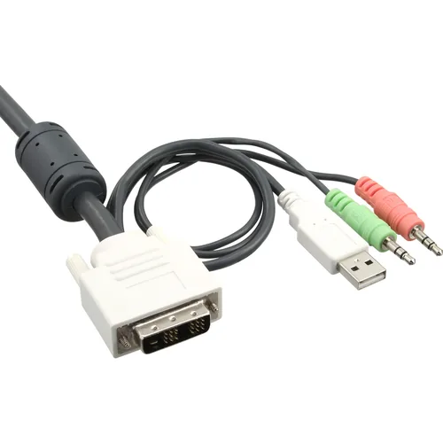 InLine KVM Switch - 4-fach - DVI-D - USB - mit Audio - integr. Kabel
