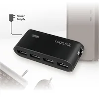 LogiLink UA0085 Schnittstellen-Hub USB 2.0 Type-A 480 Mbit/s Schwarz