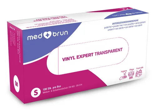 MedBrun Vinyl Expert S, Transparent, 100 Stk - Grösse: S - Produktkategorie: Medizinprodukt - Detailfarbe: Transparent - Packungsgrösse: 50 Paar