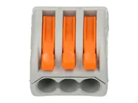 WAGO Verbindungsklemme Wago Klemme 3L 3-fach, 15 Stück - Verwendung Klemmen: Drähte + Litzen - Schutzklasse: IP20 - Verpackungseinheit: 15 Stück - Detailfarbe: Orange - Eigenschaften Hausinstallation: Steckklemme - Flammwidrig - E-Nr.: 0