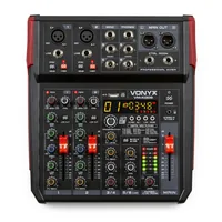Vonyx Mischpult VM-KG06 - Bauform: Pultform - Stereoeingänge: 1 - Digitale Schnittstelle: USB - Mic-/Linekanäle: 6 - Auxwege: 1 - Powermixer: Nein