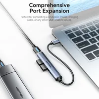 Vention USB 3.0 to USB 3.0/USB 2.0*3 Mini Hub 0.15M Gray Metal Type