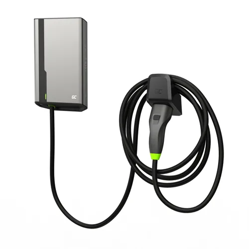 Green Cell GC EVGC021B2250 - Wallbox, 3,6 - 22 KW, 5 m, NFC Grey Aluminium Wall Built-in display LED