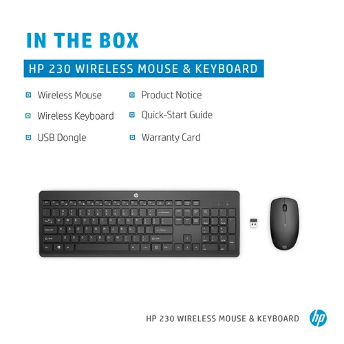 HP 230 Wireless Mouse and Keyboard Combo tastiera Mouse incluso Ufficio RF Wireless Nero