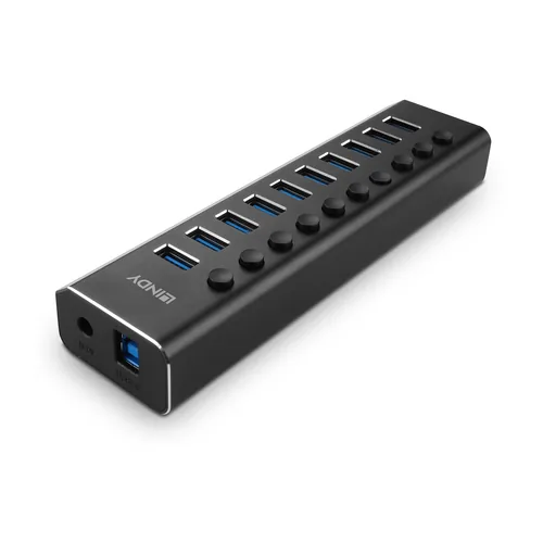 LINDY 10 Port USB 3.0 Hub mit Ein-Ausschaltern