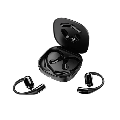 4smarts Open-Ear Bluetooth Kopfhörer SkyBuds AI Screen, Schwarz - Detailfarbe: Schwarz - Kopfhörer Ausstattung: Mikrofon - App - Ladeschale/Ladebox - Verbindungsmöglichkeiten: Bluetooth - Aktive Geräuschunterdrückung: Nein - Einsatzbereich: Sport - Kopfhö