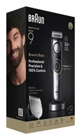Braun BeardTrimmer 9 BT9560 beard trimmer Battery 52 2 cm Wet & Dry Black, Silver