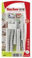 Fischer Universaldübel  UX 10 x 60 R mit Rand, 6 Stück - Bohrdurchmesser: 10 mm - Länge: 60 mm - Für Material: Beton - Gipsfaserplatten - Gipskarton - Kalksand - Naturstein - Spanplatte - Vollziegel - Set: Nein