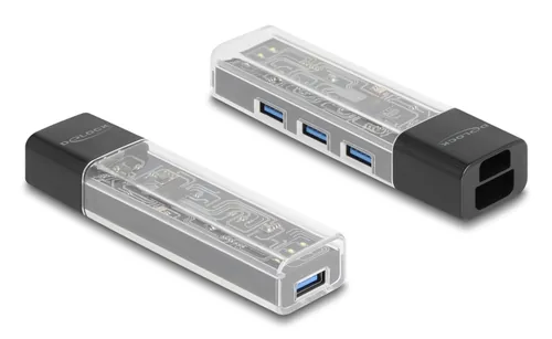 Delock USB-Hub USB-C/A - 4x USB-A 3.0 - Stromversorgung: USB-C - Anzahl Ports: 4 - Detailfarbe: Schwarz - USB Standard: 3.0/3.1/3.2 Gen 1 (5 Gbps) - USB Anschluss 2 (Endgerät): USB-A - USB Anschluss 1 (Quelle): USB-A - USB-C