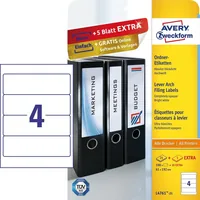 Avery Zweckform Ordneretiketten L4761 192 x 61 mm - Klebehaftung: Permanent - Drucker Kompatibilität: Inkjet - Laser - Anzahl Blatt: 25 × - Papierformat: A4 - Anzahl Etiketten: 100 - Etikettentyp: Ordner-Etiketten